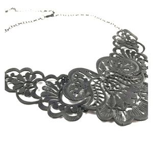MODCLOTH | black metal floral filigree necklace